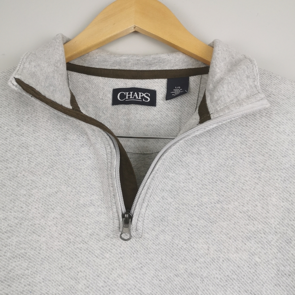 Chaps Lightweight Sweatshirt Zip Neck Cotton - Picture 4 of 10